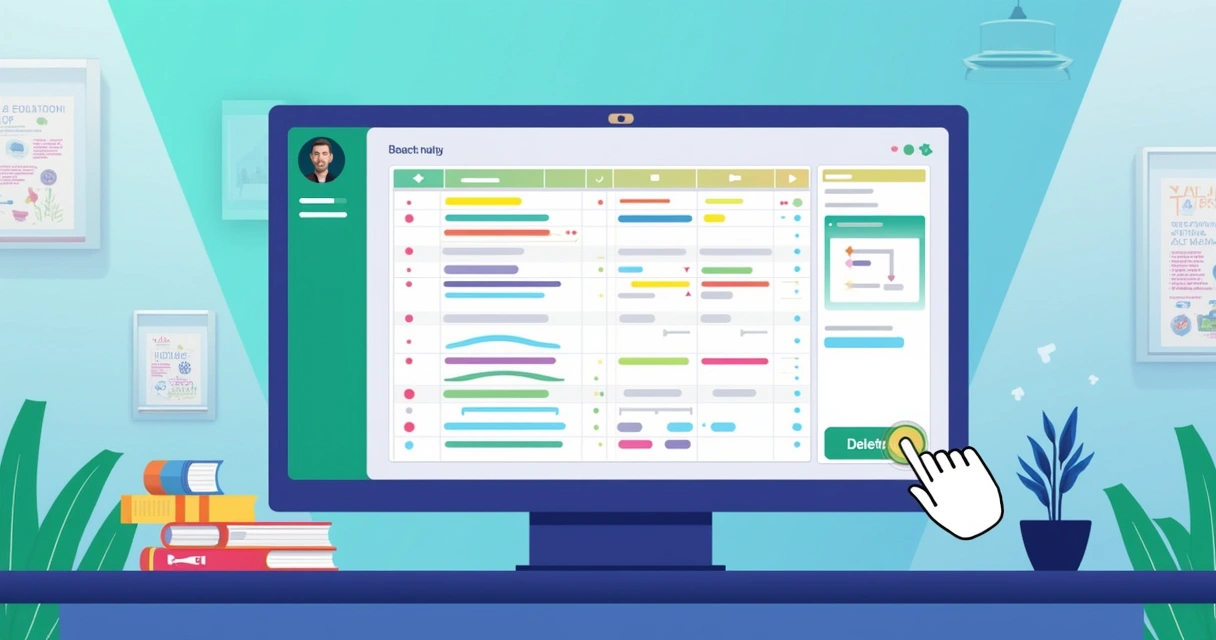 Ilustração de um Canvas do Power Apps com uma tabela e um botão de 'Excluir' destacado.