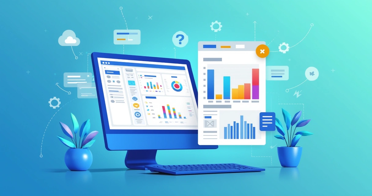 Tela de computador mostrando a integração entre Power Apps e Power BI com gráficos e códigos DAX visíveis