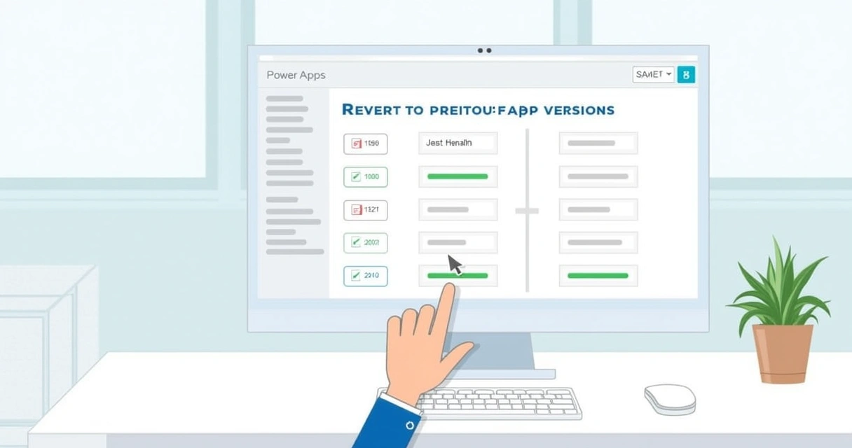 Tela do Power Apps mostrando interface para selecionar versões anteriores do aplicativo