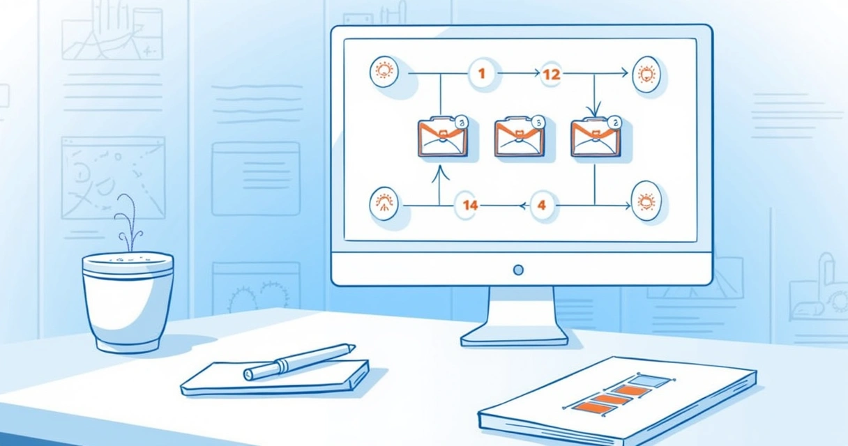 Interface de Power Automate mostrando fluxo de envio programado de e-mails com anexos e calendário ao fundo