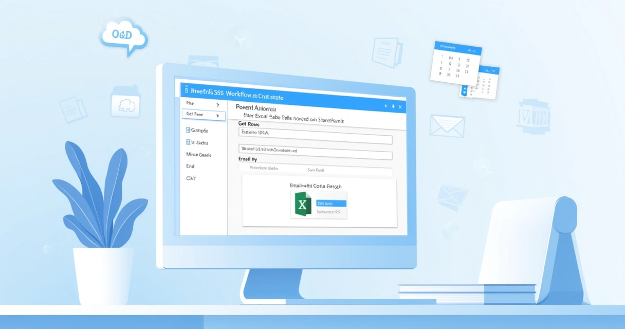 Tela de computador mostrando fluxo do Power Automate filtrando dados do Excel no SharePoint com e-mail enviado