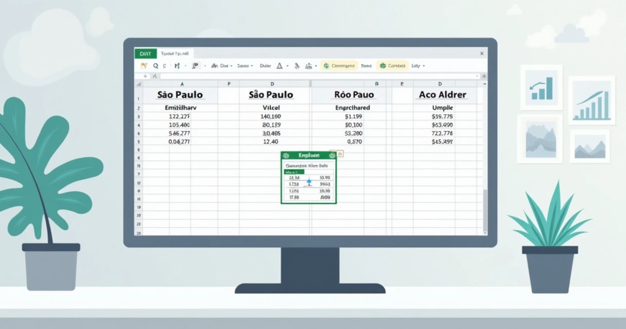 Tela de Excel mostrando dados de diferentes planilhas sendo unidos com a função EMPILHAR.V